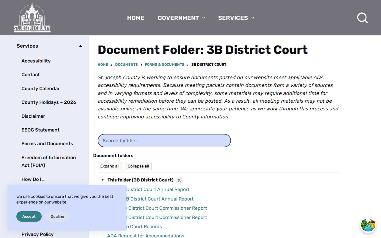 St. Joseph County criminal court dockets 3B District Court forms page