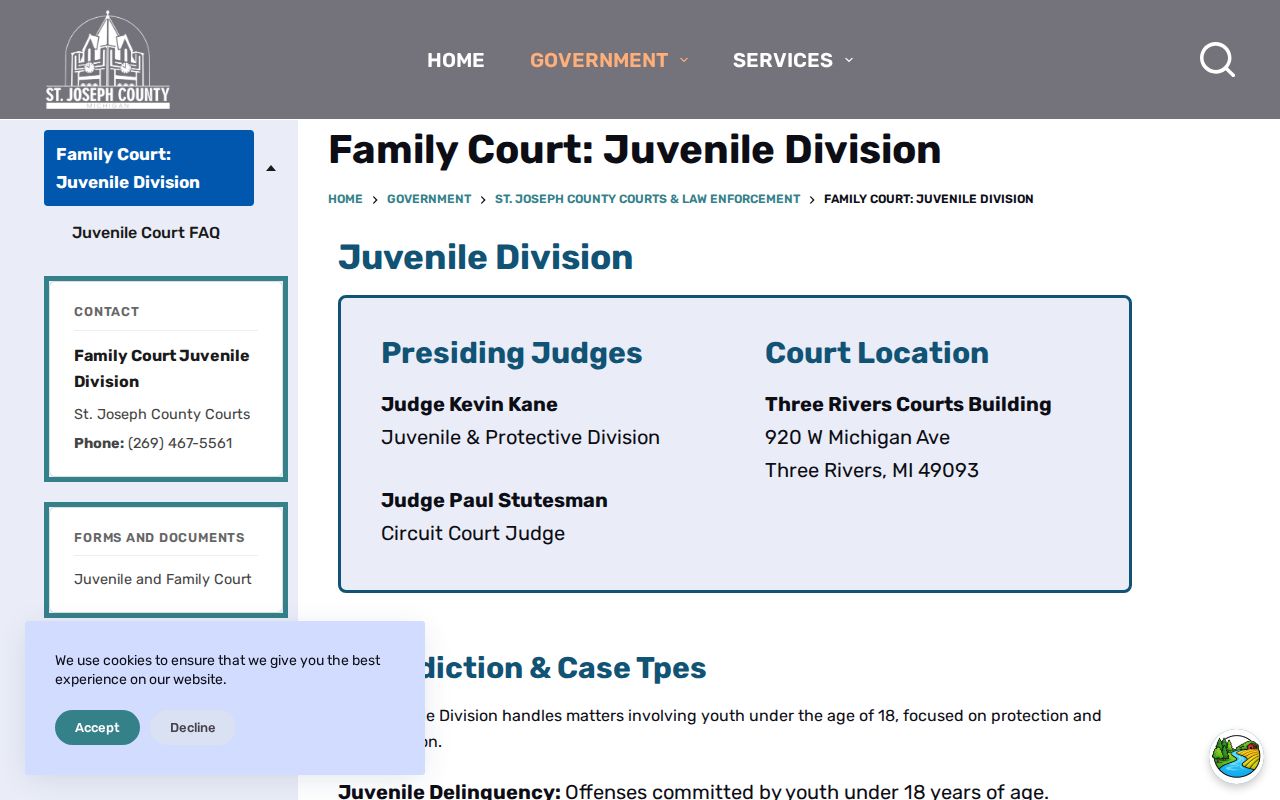 St. Joseph County court docket family and juvenile division access