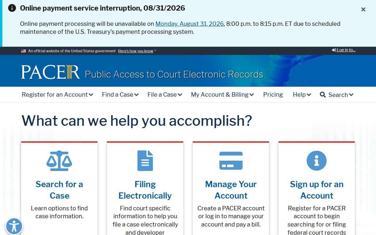 St. Joseph County court docket PACER federal docket access