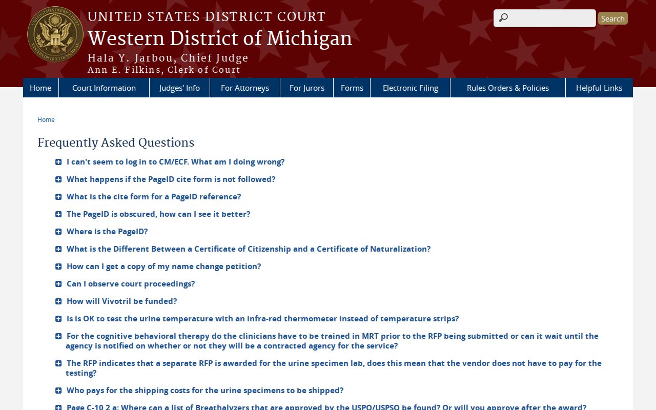 St. Joseph County court docket federal court FAQ reference